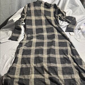 Danny & Nicole Black and Cream Checkered Long Sleeve Dress